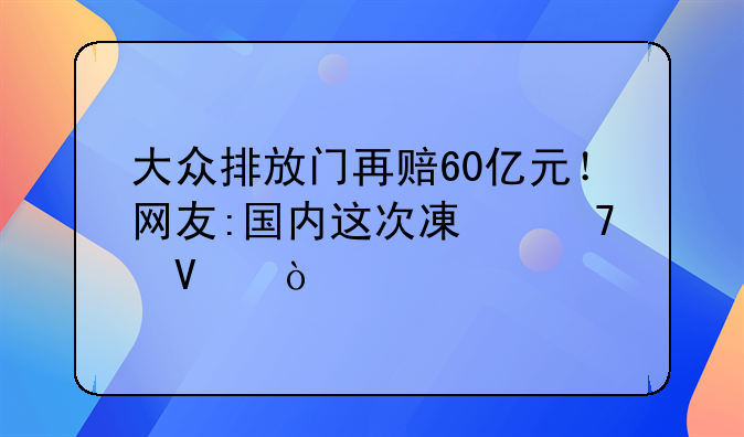 大众排放门再赔60亿元！网友:国内这次减配啥？