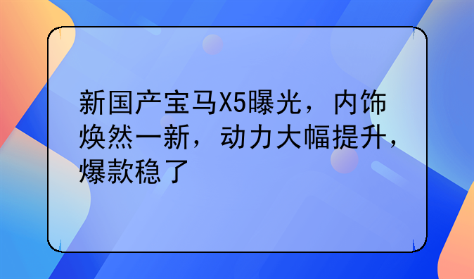 新国产宝马X5曝光，内饰焕然一新，动力大幅提升，爆款稳了