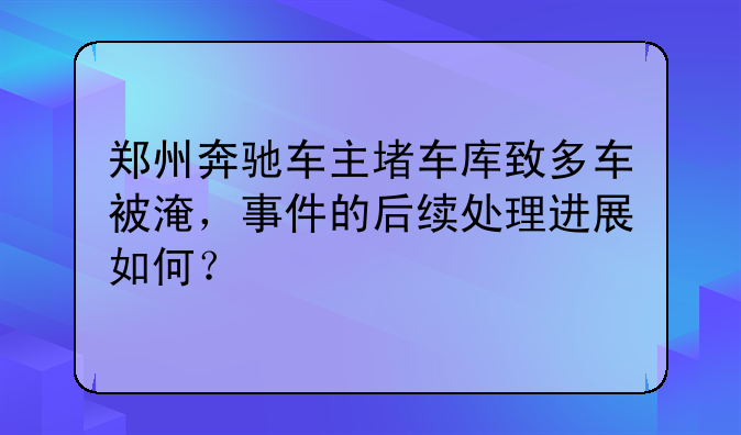 郑州奔驰车主堵车库致多车被淹，事件的后续处理进展如何？