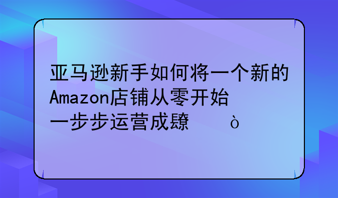 亚马逊新手如何将一个新的Amazon店铺从零开始一步步运营成长？