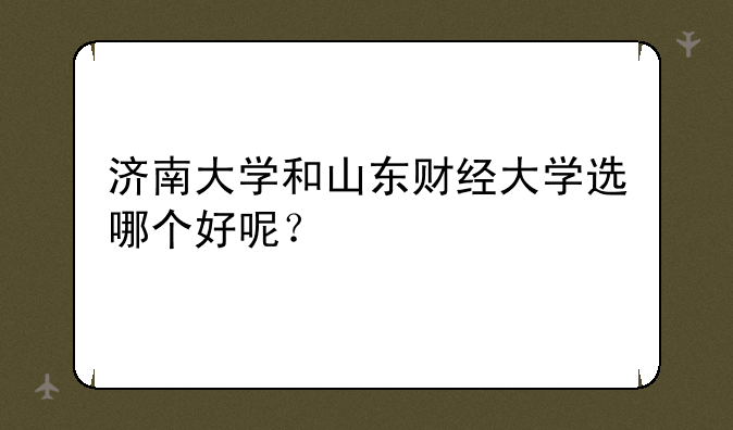 济南大学和山东财经大学选哪个好呢？