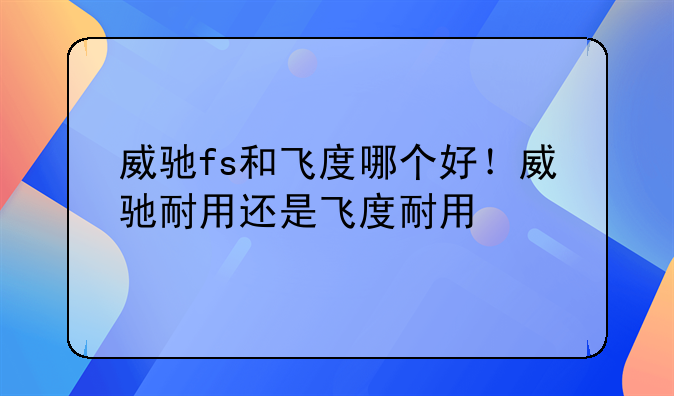 威驰fs和飞度哪个好！威驰耐用还是飞度耐用