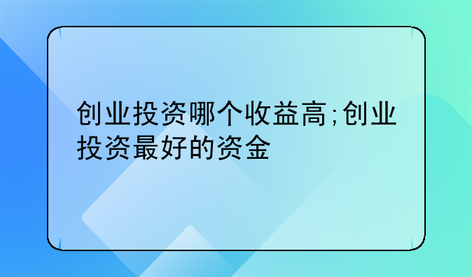 创业投资哪个收益高;创业投资最好的资金